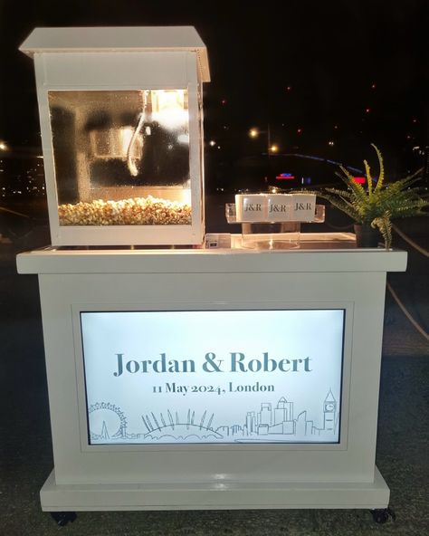 Say “I Do” to unforgettable moments! Our custom popcorn cart and popcorn boxes provide the perfect late-night snack for your wedding reception. Keep the party popping all night long! 😋🍿 . . . . . . . . . . . . #WeddingVibes #PopcornLove London wedding vendors popcorn cart personalised Wedding Late Night Snacks, Custom Popcorn Boxes, Birthday Popcorn, Popcorn Wedding Favors, Popcorn Cart, Blue Popcorn, Popcorn Wedding, Popcorn Machine, Mediterranean Wedding