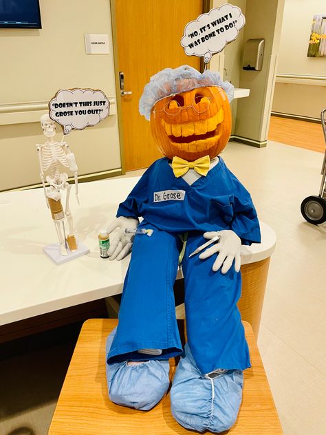 Pumpkin Carving Nurse Ideas, Pumpkin Decorating Ideas For Doctors Office, Healthcare Pumpkin Carving, Healthcare Halloween Decorations, Old Lady Pumpkin Ideas, Dermatology Pumpkin Decorating, Radiology Pumpkin Ideas, Veterinary Pumpkin Decorating, Pumpkin Decorating Medical Theme