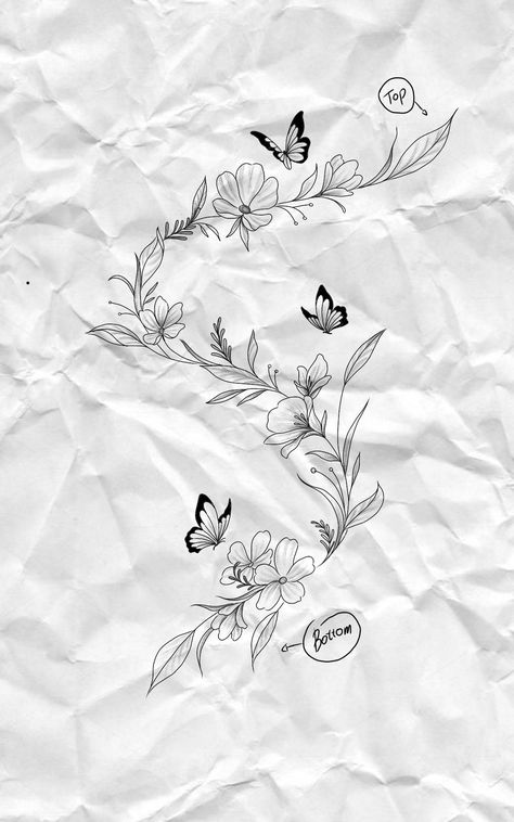 Floral Butterfly Arm Tattoo, Tattoo Ideas Female Wrap Around Arm, Wrap Around Wrist Tattoos Stencil, Small Fill In Tattoos For Sleeve, Vines And Butterfly Tattoo, Flower Cluster Tattoo, Flower Tattoo With Butterfly, Floral Half Sleeve Tattoo, Flower Vine Tattoos