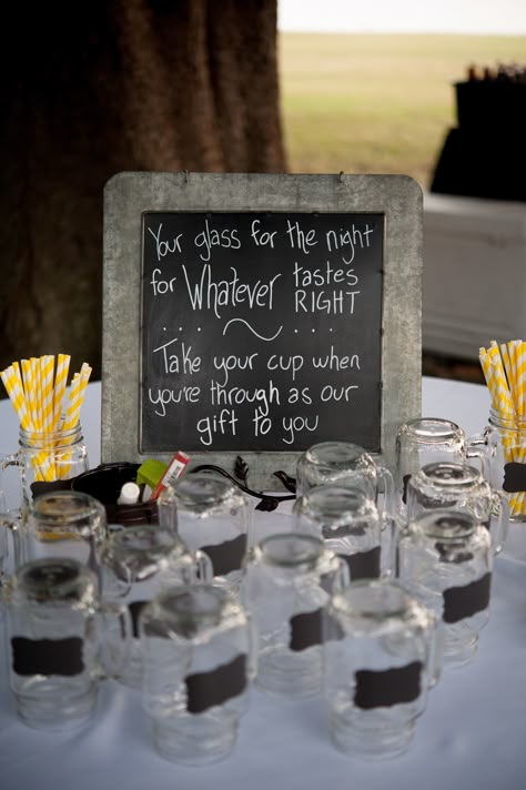 saying for chalkboard.  other alternative.... where do you get these hmm Lit Wedding, Mason Jar Wedding Favors, Cup Favors Wedding, Wedding Favour Jars, Diy Hanging Shelves, Favor Cups, Mini Mason Jars, Wine Bottle Diy Crafts, Wedding Favors Cheap