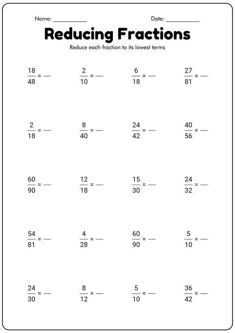 Simplifying Fractions Worksheets Grade 6 Reducing Fractions Worksheet, Simplifying Fractions Worksheet, Fractions Worksheets Grade 6, Grade 6 Worksheets, Fractions Worksheets Grade 4, Fractions Worksheets Grade 5, Simplify Fractions, Free Fraction Worksheets, Grade 6 Math Worksheets