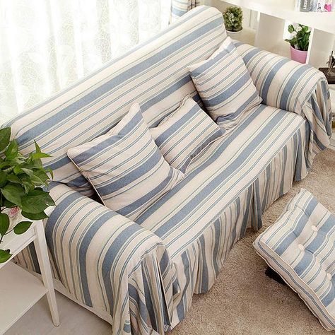 Sofa Makeover Ideas, Diy Sofa Cover, Living Room Centerpiece, Customised Sofa, Sofa Makeover, Striped Sofa, Home And Decor, Plaid Wallpaper, Anti Inflammation