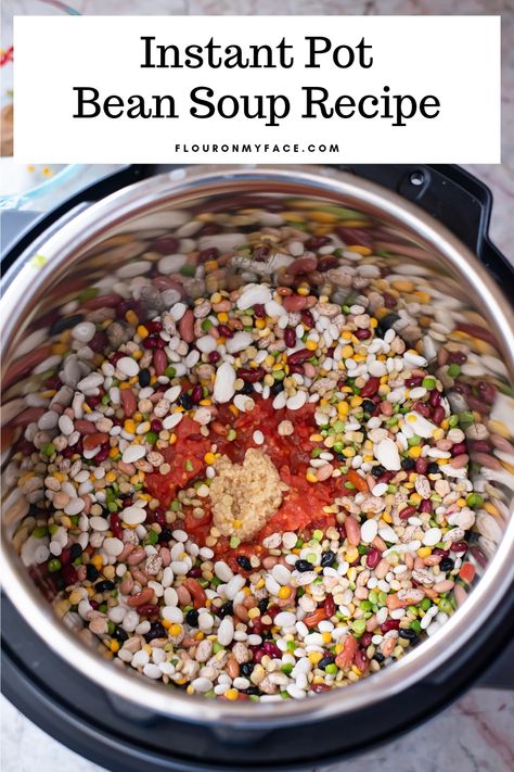 Instant Pot Bean Soup recipe with Hurst Beans 10 Bean Soup Instant Pot, 7 Bean Soup Recipe Instant Pot, Pressure Cooker Bean Soup, Instapot 15 Bean Soup Recipe, 10 Bean Soup Recipe, 15 Bean Soup Instant Pot, Cajun 15 Bean Soup, Instant Pot Bean Soup, Bean Soup Instant Pot