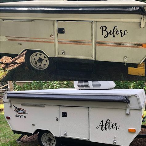 The Southern Glamper: Painting Peggy Sue the Pop Up Tent Camper Hacks, Pop Up Camper Remodel, Jayco Campers, Tent Trailer Remodel, Best Pop Up Campers, Tent Trailers, Trailer Makeover, Pop Up Camper Trailer, Popup Camper Remodel