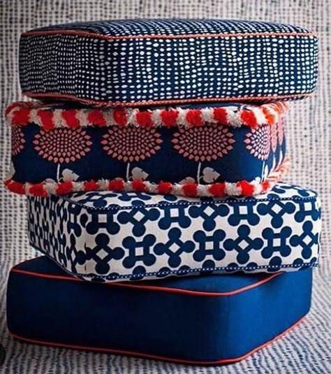 Square Floor Pillows, Fabulous Fabrics, Floor Cushions, Outdoor Fabric, Outdoor Cushions, Outdoor Pillows, Soft Furnishings, Pillow Cushion, Red White And Blue