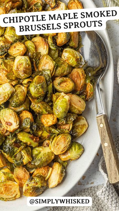 These smoked Brussels sprouts are going to be the summer's biggest hit! They're seasoned with a mix of spicy chipotle peppers and sweet maple syrup, then slow-roasted on a pellet grill (or your favorite smoker). In no time, this recipe turns ordinary Brussels sprouts into an amazing dish to share with friends and family. Smoked Brussel Sprouts, Million Dollar Bacon Recipe, Million Dollar Bacon, Maple Brussel Sprouts, Smoked Vegetables, Brownie Mix Cookies, Sprouts Recipes, Smoker Ideas, Easy Brownie