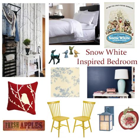 Snow White Bedroom Snow White House Decor, Snow White Bedroom Ideas, Snow White Bedroom, Adult Disney Bedroom, White Dinning Room, Disney Decor Bedroom, Disney Bedroom, Casa Disney, Disney House