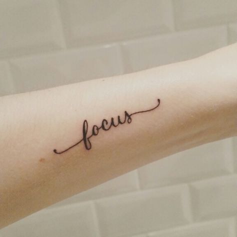 Focus tattoo. Focus Tattoo Words, Focus Tattoo Ideas, Focus Tattoo, Side Wrist Tattoos, Cute Little Tattoos, Dainty Tattoos, Word Tattoos, Little Tattoos, Finger Tattoos