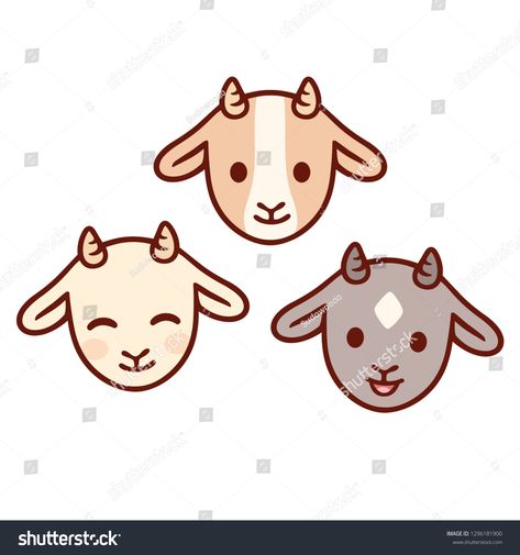 Cute cartoon baby goat face set. Kawaii kid goats with different expressions, isolated clip art illustration. #Ad , #ad, #face#set#Kawaii#goat Goat Face, Different Expressions, Dibujo Simple, Baby Goat, Cute Goats, Animal Activities, Baby Goats, Cute Clipart, Baby Cartoon