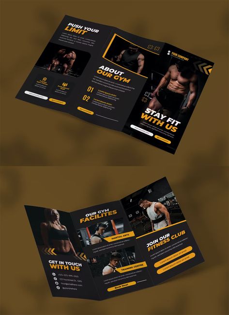 Gym Brochure Design Fitness, Gym Campaign, Gym Brochure, Fitness Brochure, Museum Brochure, Brochure Design Ideas, Gym Membership Card, Product Brochure, Brochure Design Layout