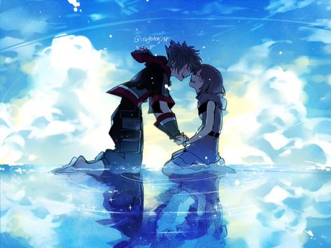 Kh3 Sora, Blue Water Wallpaper, Kh Sora, Sora X Kairi, Kairi Kingdom Hearts, Sora Kairi, Sora And Kairi, Kingdom Hearts Wallpaper, Kingdom Hearts Games