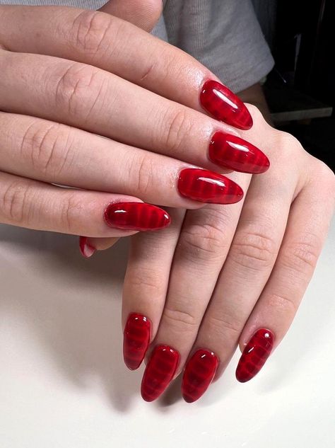 October Esthetics, Red Crocodile Nails, Red Croc Nails, Crocodile Nails, Croc Nails, Snake Skin Nails, 2024 Nails, Nails Red, Editorial Makeup