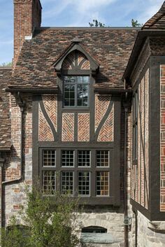 Window Trim Colors, Tudor Revival House Exterior, Tudor Exterior, Tudor House Exterior, English Tudor Homes, Tudor Architecture, British Houses, Timber Logs, House Silhouette