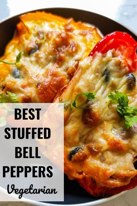 Stuffed Bell Peppers Mushrooms, Vegetarian Stuffed Bell Peppers, Vegetarian Bean Recipes, Best Stuffed Pepper Recipe, Stuffed Bell Peppers Recipe, Stuffed Pepper Recipe, Stuffed Peppers With Rice, Vegetarian Stuffed Peppers, Vegan Main Course