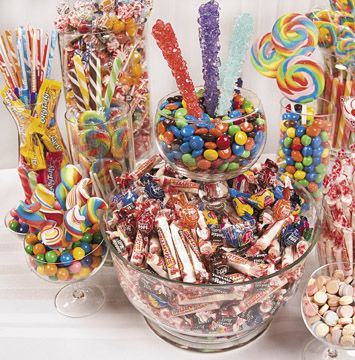 It's easy to create a budget-friendly candy buffet with candy assortments. Candy Buffet Ideas, Candy Buffet Party, Sweets Buffet, Candy Theme Birthday Party, Buffet Party, Candy Land Birthday Party, Swirl Lollipops, Buffet Ideas, Hippie Party