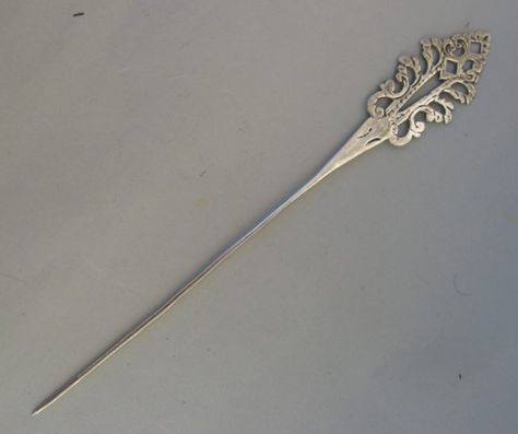 Silver hair pin Silver Hair Stick, Art Deco Hair Pin, Vintage Hair Pin, Hat Pins Vintage, Vintage Hair Pins, Silver Hair Pins, Silver Hat, Silver Hair Pin, Pretty Knives