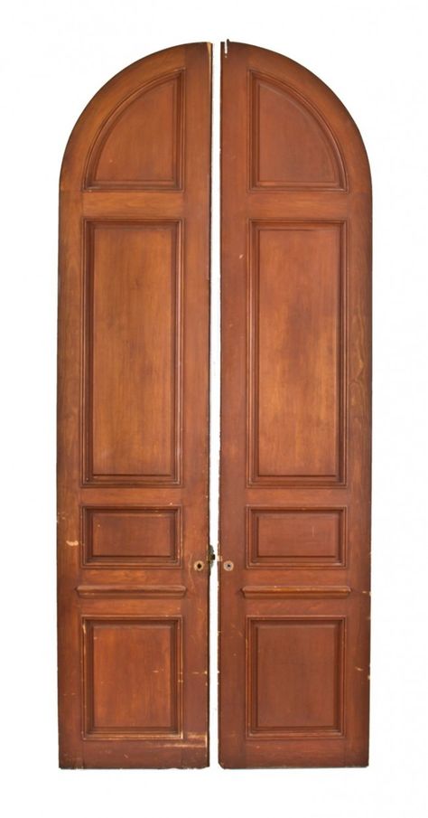 Two matching colossal varnished pine wood raised panel interior residential arch top doors with original and fully functional rabbeted mortise lock and catch - See more at: http://www.urbanremainschicago.com/products/doors-hardware/architectural-doors/massive-set-of-late-1920-s-original-american-darkly-stained-pine-wood-interior-residential-raised-panel-doors-with-arch-or-circle-tops.html#sthash.YYLUmd0p.dpuf Pine Wood Interior, Architectural Doors, Floor Bedroom Ideas, Door Arch, Stained Pine Wood, Pine Interior, Russian Interiors, European Doors, Wood Arch