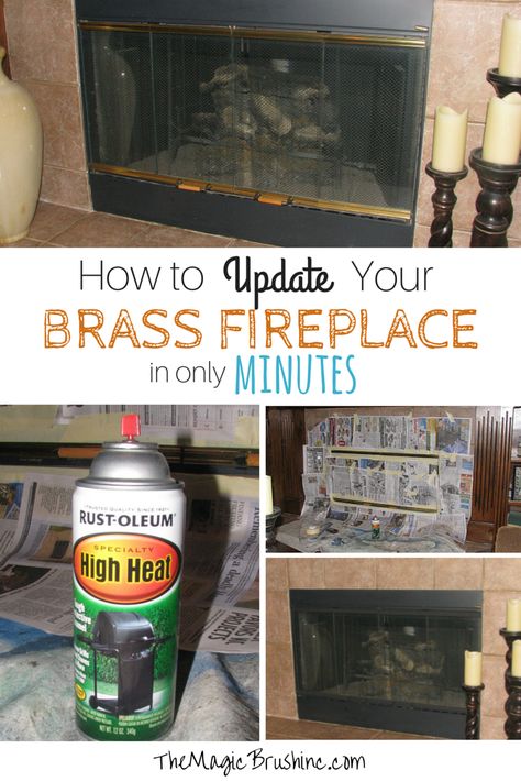 Fireplace Redo- How to update your brass fireplace in minutes. Jennifer Allwood of the Magic Brush shows you how paint the brass hardware on your fireplace for an easy home update. Easy Home Updates Diy, Jennifer Allwood, Fireplace Redo, Brass Fireplace, Fireplace Update, Brick Fireplace Makeover, Fireplace Doors, Paint Fireplace, Fireplace Screen