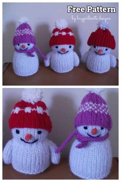 Christmas Knitting Patterns Free Snowman, Knitting Patterns Toys Free, Knitted Xmas Decorations Free Patterns, Free Xmas Knitting Patterns, Knitted Christmas Decorations Free Patterns, Knit Snowman Pattern Free, Christmas Knits Patterns Free, Small Knitted Toys Free Pattern, Knitted Snowman Pattern Free