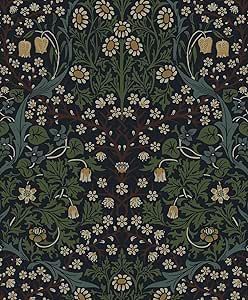 NextWall Victorian Garden Floral Peel and Stick Wallpaper (Midnight Blue & Evergreen) Colonial Wallpaper, Green Floral Wallpaper, Wallpaper And Paint, Fabric Wall Decor, Victorian Garden, Commercial Wallpaper, Well Decor, Wallpaper Patterns, Paper Wallpaper