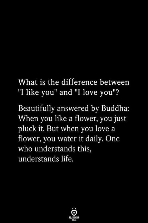 What is the difference between "I like you" and "I love you"? Beautifully answered by Buddha: When you like a flower, you just pluck it. But when you love a flower, you water it daily. One who understands this, understands life. And I Love You, Amelia Earhart, What Is The Difference Between, Relationship Rules, I Like You, When You Love, Reality Quotes, Wise Quotes, True Words