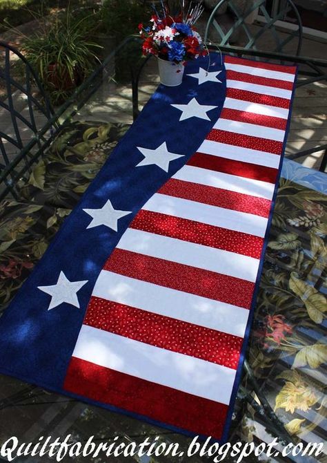 Red White Blue Table Runner, Patriotic Sewing, Quilted Runners, Patriotic Table Runner, Project Table, Bed Runners, Holiday Table Runner, Quilted Table Runners Patterns, Patriotic Quilts