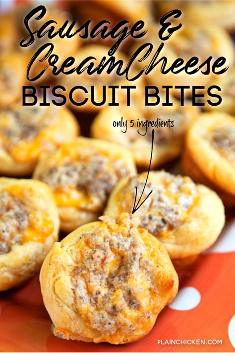 Sausage And Cream Cheese, Cream Cheese Biscuits, Biscuit Bites, Sausage Cream Cheese, Cheese Biscuit, Sausage Biscuits, Breakfast Appetizers, Cheese Baked, Cheese Biscuits