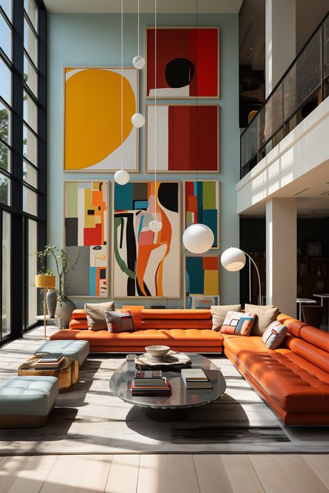 I'm getting a Basquiat vibe from this work of art, am I wrong? The mélange of textures makes this a collector's dream.} Interior Art Deco, Living Room Color Combination, Room Color Combination, Maximalist Interior, Office Designs, Grid Layouts, Style Deco, Eclectic Interior, Contemporary Interior Design