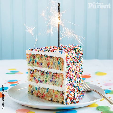 Sprinkles Birthday Cake, Birthday Cake Flavors, Slice Of Cake, Easy Birthday, Sprinkle Cake, Birthday Cake Recipe, Birthday Cake With Candles, Serious Eats, Rainbow Sprinkles