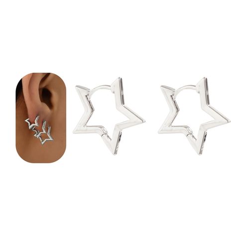 PRICES MAY VARY. Y2K Design: These gold star hoop earrings feature a delicate star shape, perfect for adding a touch of luster and style to your everyday wear. Suitable for both formal and casual outfits. Premium Quality: Crafted from brass and plated with 14K gold, these earrings are hypoallergenic, nickel-free, and lead-free, ensuring safe and comfortable wear for sensitive ears. Perfect Size: Measuring 18mm(0.7in) in length, these small star hoop earrings are lightweight and designed for prol Star Cartilage Earring, Star Hoop Earrings, Y2k Star, Gold Star Earrings, Y2k Design, Cartilage Earring, Gold Star, Sensitive Ears, Star Earrings