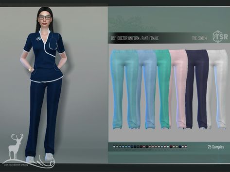 The Sims Resource - DOCTOR UNIFORM: PANT / FEMALE Sims4 Scrubs Cc, Sims 4 Cc Doctor Outfit, Doctor Uniform, Hogwarts Uniform, Doctor Coat, 4th Doctor, Doctor Outfit, Career Outfits, White Bar