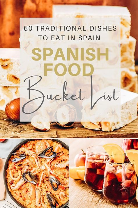 This Spanish foods bucket list has the names of traditional dishes to eat in Spain, some of the most popular from the cuisine. Spanish Foods, Spain Food, Traditional Dishes, Special Dinner, Spanish Food, Traditional Food, Bucket List, Most Popular, Spain