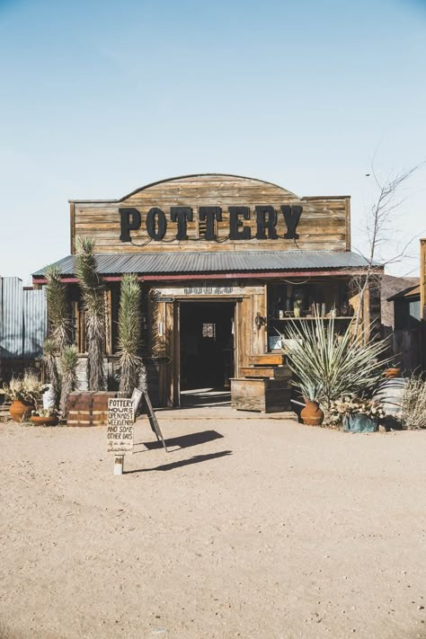 Pioneer Town California | Palm Springs Travel Guide Pioneer Town California, Small Desert Town, Pioneer Town, Vintage Store Ideas, Palm Springs Travel, Wild West Town, Old Western Towns, Styled Snapshots, Old West Town