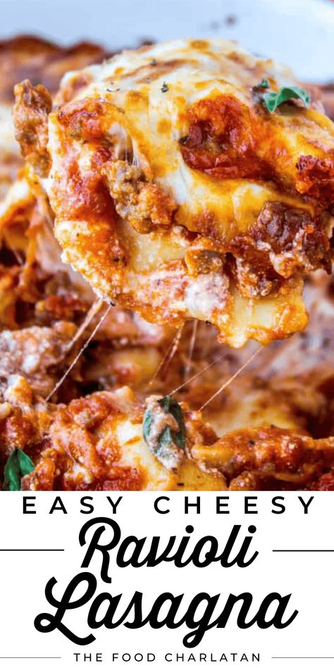 Ravioli Lasagna With Meatballs, Healthy Ravioli Lasagna, Ravioli Lasagna Recipe With Ricotta, Easy Lasagna With Ravioli, Cheesy Ravioli Lasagna, Crockpot Cheese Ravioli Lasagna, 4 Ingredient Ravioli Lasagna, Lazy Lasagna Ravioli With Meat, Lasagna Using Ravioli