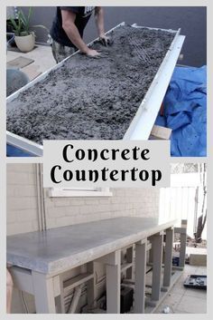 Kitchen Remodel Countertops, Outdoor Kitchen Countertops, Concrete Countertop, Outdoor Kitchen Plans, Build Outdoor Kitchen, Diy Concrete Countertops, Concrete Counter, Backyard Kitchen, Outdoor Kitchen Patio