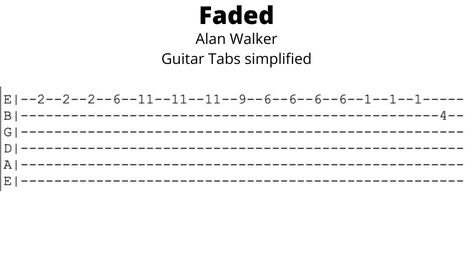 Faded Guitar Tab, Easy Guitar Tabs Songs Pop, Electric Guitar Tabs Songs For Beginners, Guitar Songs Tabs Sheet Music, Easy Tabs For Guitar, Simple Guitar Tabs, Easy Guitar Tabs For Beginners, Guitar Tabs Songs Acoustic, Easy Guitar Tabs Songs