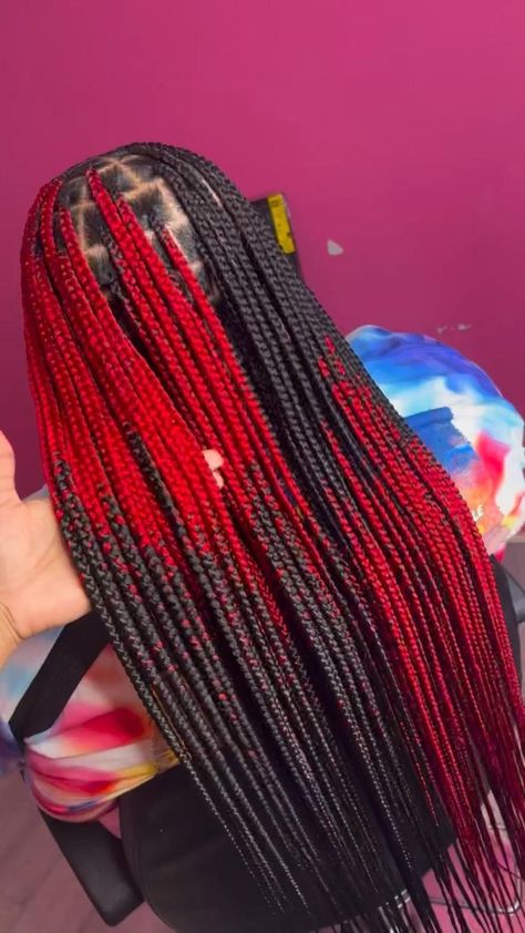 Color Braids, Red Box Braids, Ombre Braid, Colored Braids, Feed In Braids Hairstyles, Pin Search, Single Braids, African Hair Braiding Styles, Box Braids Hairstyles For Black Women