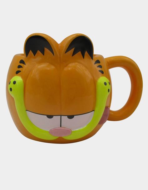 Introducing The Purr-Fect Addition To Your Morning Routine: The Garfield-Shaped Mug! This Charming Ceramic Mug Is Designed In The Likeness Of Everyone's Favorite Lasagna-Loving Feline, Garfield. With Its Iconic Orange Hue And Mischievous Grin, This Mug Is Sure To Bring A Smile To Your Face With Every Sip. 6.42" L X 4.69" W X 4.21" H. 100% Ceramic. Do Not Use In Microwave Or Dishwasher. Hand Wash Only. Imported.officially Licensed. | Garfield Garfield Shaped Mug Garfield Clay Sculpture, Garfield Mug, Garfield Decor, Garfield Accessories, Garfield Merch, Garfield Ceramic, Orange Gift Basket, Garfield Stuff, Garfield Halloween