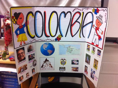 Colombia Bulletin Board Ideas, Colombia School Project, Colombia Poster Project, Hispanic Heritage Projects, Colombia Poster, Poster Board Ideas, Project Organizer, Money Poster, Spanish Posters