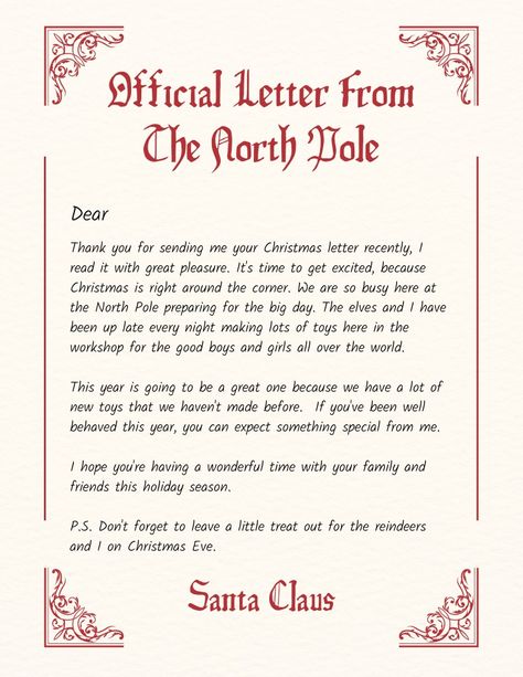 Official Letter, Personalized Letters From Santa, Elf Letters, Thank You Letter, Personalized Letters, From Santa, Vintage Lettering, Santa Letter, Christmas Lettering