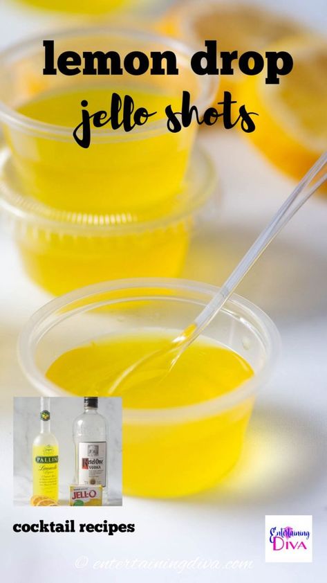 Strong Jello Shots Recipe, Lemon Drop Jello Shots, Yellow Party Foods, Limoncello Cocktail, Jello Shooters, Champagne Jello Shots, Best Jello Shots, Jello Shots Vodka, Jello Shots Recipe