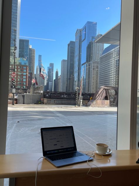 blue bottle chicago. coffee shop. city coffee shop. city view. laptop. chicago coffee shop. chicago river walk. Chicago Coffee Shops, Chicago Shopping, Chicago River, Blue Bottle, River Walk, Future Life, City View, Coffee Shop, Chicago