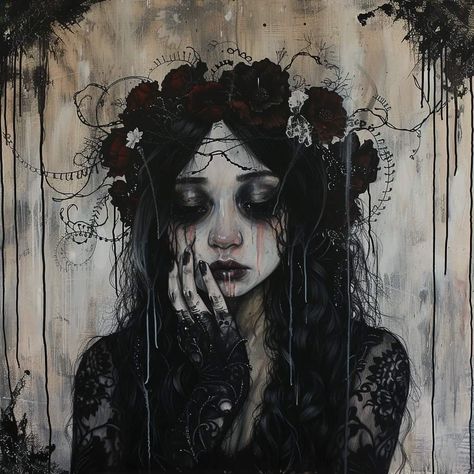 Ethereal Art Dark Aesthetic, Goth Princess Aesthetic, Goth Art Dark, Skeletons Wallpaper, Goth Princess, Raven Art, Room Stuff, Shadow Art, Goth Art