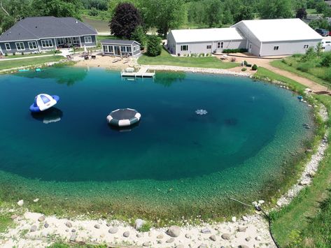 Basic Backyard, Backyard Transformation, Pond Construction, Farm Pond, Ultimate Backyard, Natural Swimming Ponds, Outdoor Ponds, Diy Pond, Backyard Lawn