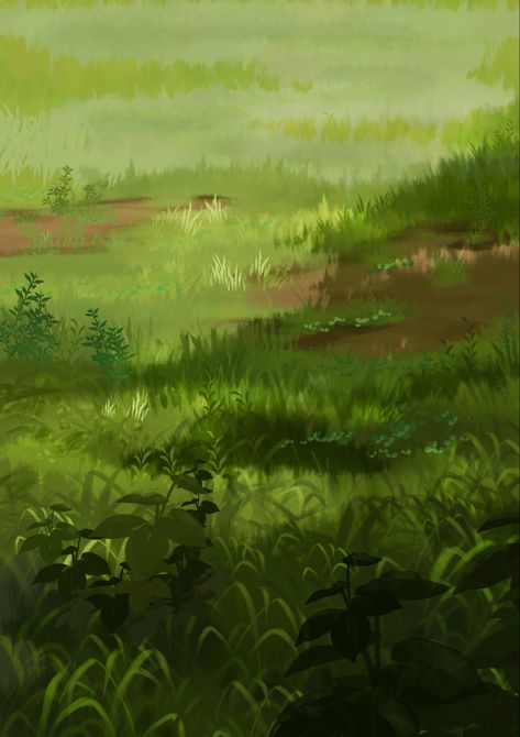 Digital Grass Tutorial, Foliage Digital Art, Grass Digital Painting, Drawing Grass Digital, How To Paint Grass Digital, Grass Tutorial Drawing, Grass Drawing Tutorials, Grass Oil Painting, Grass Landscape Painting