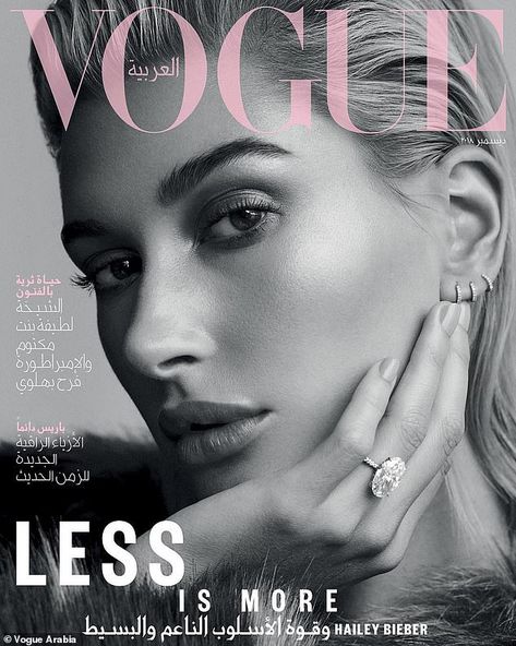 Less is more: A second cover showed her looking like her usual self, albeit in black and white Hailey Baldwin Vogue, Vogue Arabia, Vogue Photography, Mert And Marcus, Vogue Vintage, Vogue Magazine Covers, Chanel Resort, Magazine Vogue, Fashion Magazine Cover