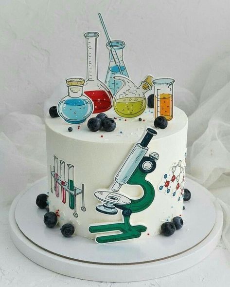 Graduation Cake Chemistry, Chemistry Graduation Party, Chemistry Cake Ideas, Science Themed Cake, Science Cake Ideas, Scientist Birthday Cake, Chemistry Cake, Science Cake, Science Birthday Party Ideas