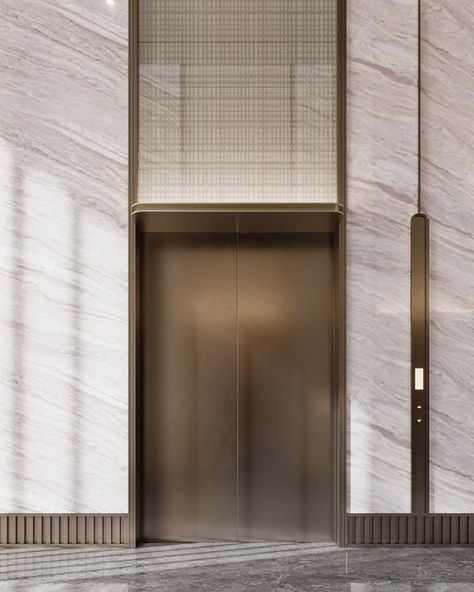 Lobby Design Residential, Lift Lobby Design, Elevator Lobby Design, Lobby Designs, Residential Lobby, Lift Lobby, Lobby Ideas, Elevator Interior, Elevator Lobby