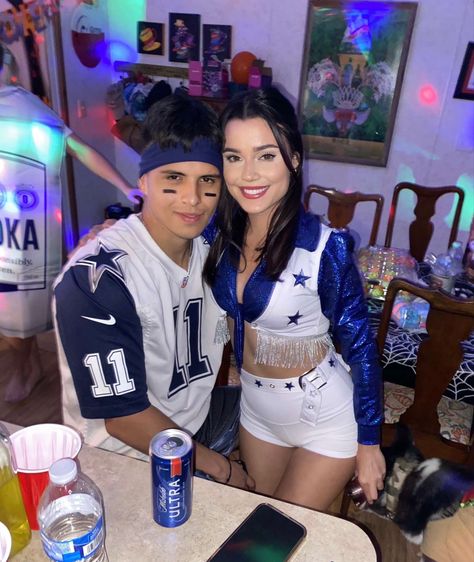 Dallas Cowboy And Cheerleader Costume, Raiders Cheerleaders Costume, Football And Cheerleader Couples Costume, Football Player And Cheerleader Couple Costume, Dallas Cowboys Cheerleaders Costume Couple, Dallas Cowboys Couple Costume, Football Player And Cheerleader Costume, Cheerleader And Football Player Costume, Cheerleader And Football Player Couple