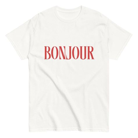 Bonjour Tee, French Shirt, Bonjour Shirt, Hello Shirt, Bonjour Tee, France Shirt, Paris Shirt, Minimalist Shirt, Bonjour Tshirt, French Gift Looking for a unique and humorous addition to your wardrobe? Look no further! Our quality shirts are made of 100 % cotton for ultimate comfort and durability. The unisex soft-style t-shirt features a ribbed collar to prevent curling damage and twill tape on the shoulders for added strength. Whether you're wearing it out on the town or lounging at home, this Bonjour Tshirt, Meme T Shirts, Sarcastic Clothing, Love Slogan, French Gifts, Minimalist Shirt, Paris Shirt, Minimalist Shirts, Tee Shirt Fashion